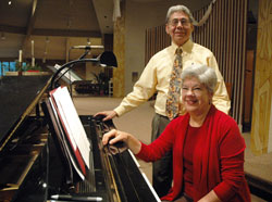 Charlie and Dianne Gardner pose on May 18 at Nativity of Our Lord Jesus Christ Church in Indianapolis. Through 40 years of marriage, they have helped form a generation of pastoral musicians across the Archdiocese of Indianapolis and beyond. (Photo by Sean Gallagher)